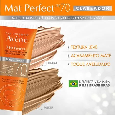 Kit Gel de Limpeza Facial Avènev + Protetor Solar Clareador Avène Mat Perfect FPS 70 +Eau Thermale Avène Água Termal - Imagem 5